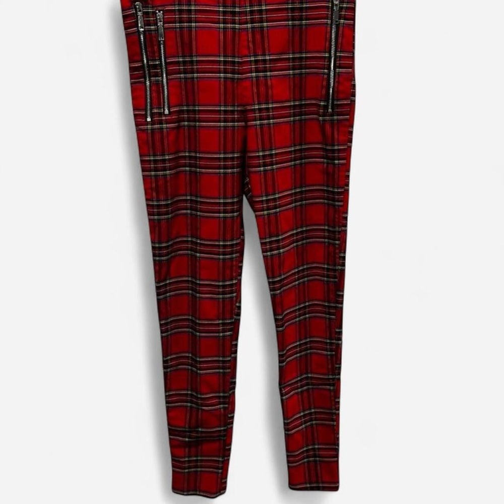 Zara Red and Black Plaid Trousers